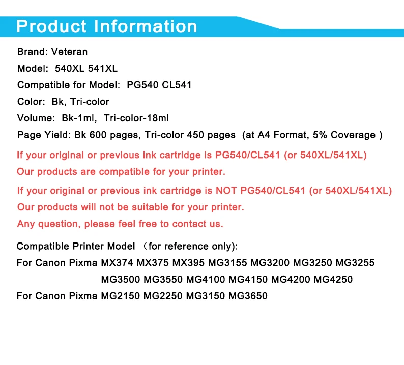 Veteran для Canon PG 540 CL 541 чернильные картриджи canon PIXMA MG3250 MG3255 MG3550 MG4100 MG4150 MG4200
