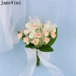 JaneVini Fleurs Artificielles Exterieur цветок невесты держатель для букетов Искусственный Свадебный букет 2019 дешевые невесты Broochs