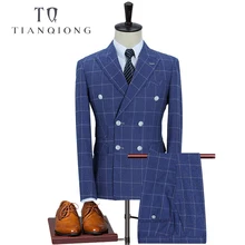 Бренд TIAN QIONG, Новое поступление, высокое качество, модные двубортные костюмы для мужчин, полосатый мужской костюм, размер M-5XL, пиджак+ брюки+ жилет