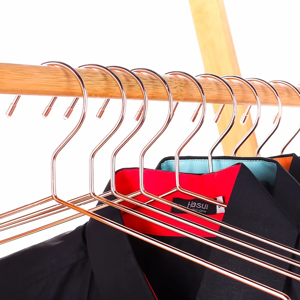 Hangerlink Rose Gold Metal Clothes Shirts Hanger with Groove, Heavy Duty Strong Coats Hanger, Suit Hanger (20 pcs/Lot)