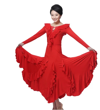 2017 Rushed New Standard Ballroom font b Dance b font Dress Women Long Sleeve Black purple