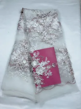 

African Lace Fabric 2019 Embroidered Nigerian Laces Fabric Bridal High Quality French Beads Tulle Lace Fabric For Women Dress
