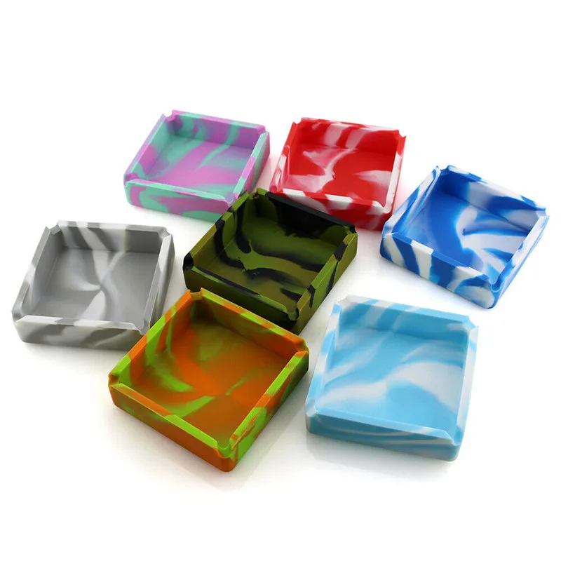 

hOT Square Silicone Ashtray Shatterproof Cigar Ash Storage Portable Easy Clean living Room large Size Bedroom Astray