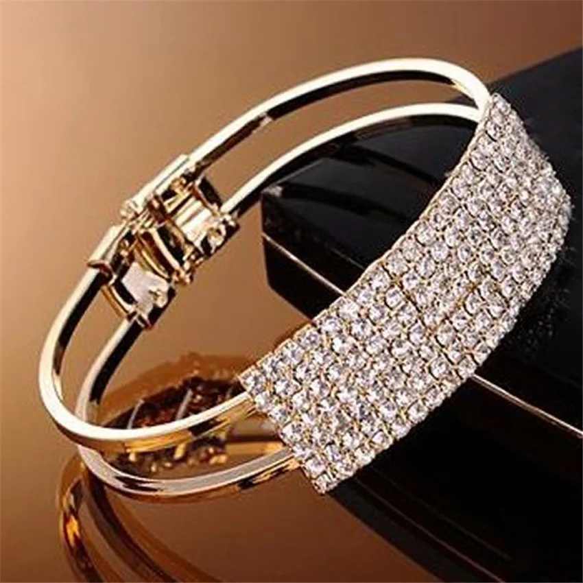 

2019 new chic Lady Elegant Bangle Wristband Bracelet Crystal Cuff Bling Gift bride Jewelry bracelet #0530