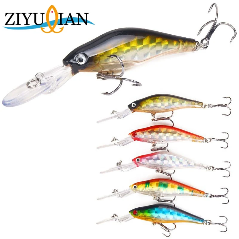 1Pcs Minnow Fishing Lures 9.5cm 7g Laser Sinking Lure Wobblers Artificial Bait Bass Fly Fishing Hard Bait Crankbait Treble Hook