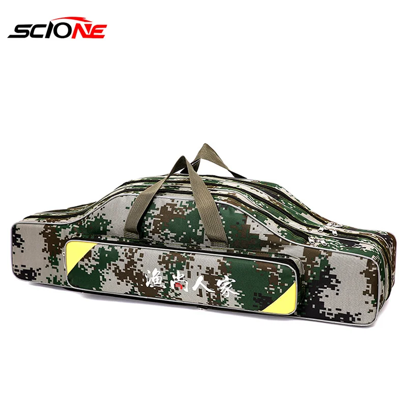 

Hand Shoulder Fishing Bag Portable Fishing Rod Bag 2/3 Layer 80/90/120cm Storage Multifunctional Outdoor Bag XA75G