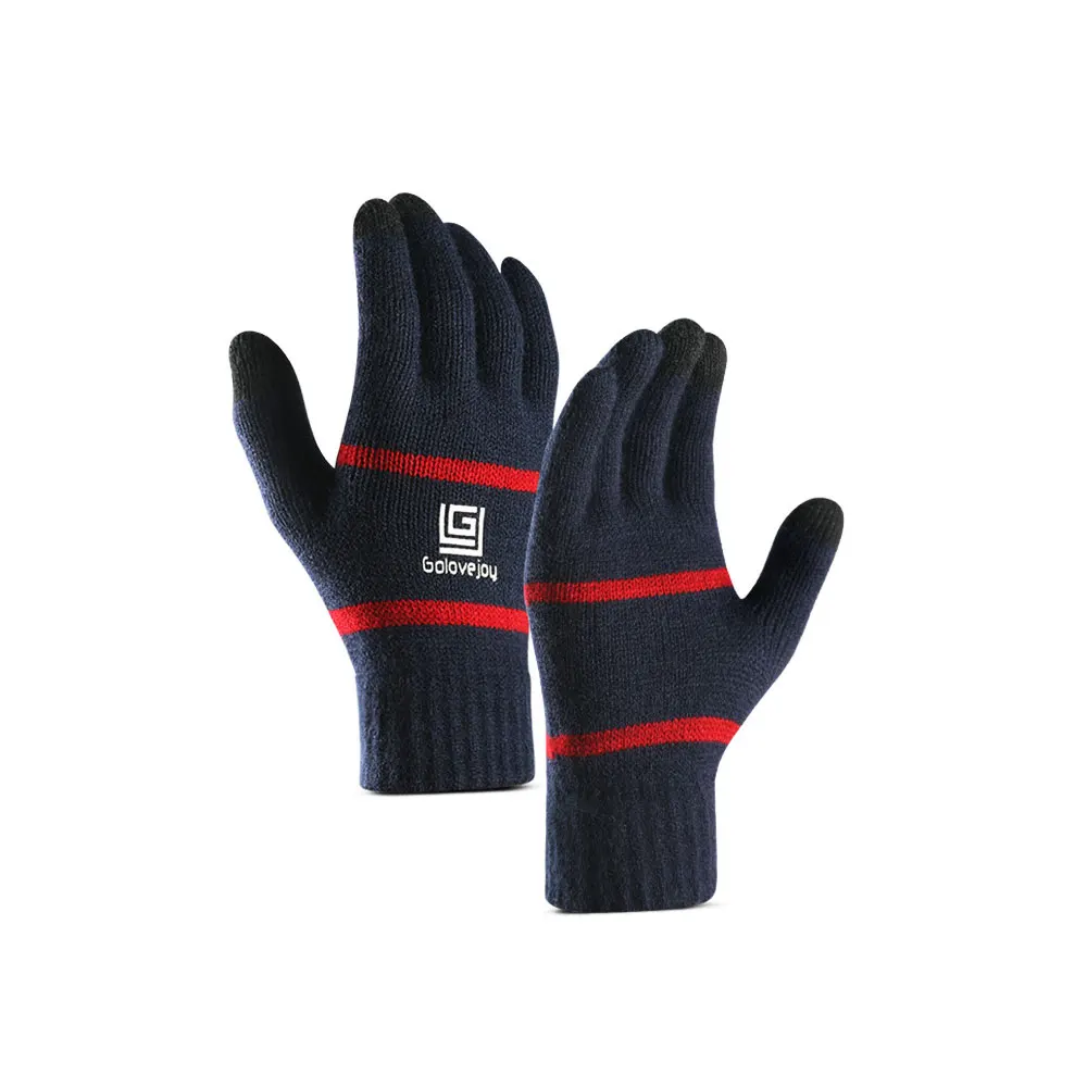 1 пара зимних перчаток, вязаная рукавица, противоскользящие перчатки для сенсорного экрана, шерстяные Волшебные теплые перчатки для женщин и мужчин - Цвет: Navy Blue