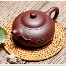 200 мл аутентичный китайский чайник для заварки чая Фиолетовый Глиняный заварочный чайник посуда для напитков скульптура ручной работы узор НЕОБРАБОТАННАЯ руда Zi Mud горшок Zisha Cha hai черный чайник