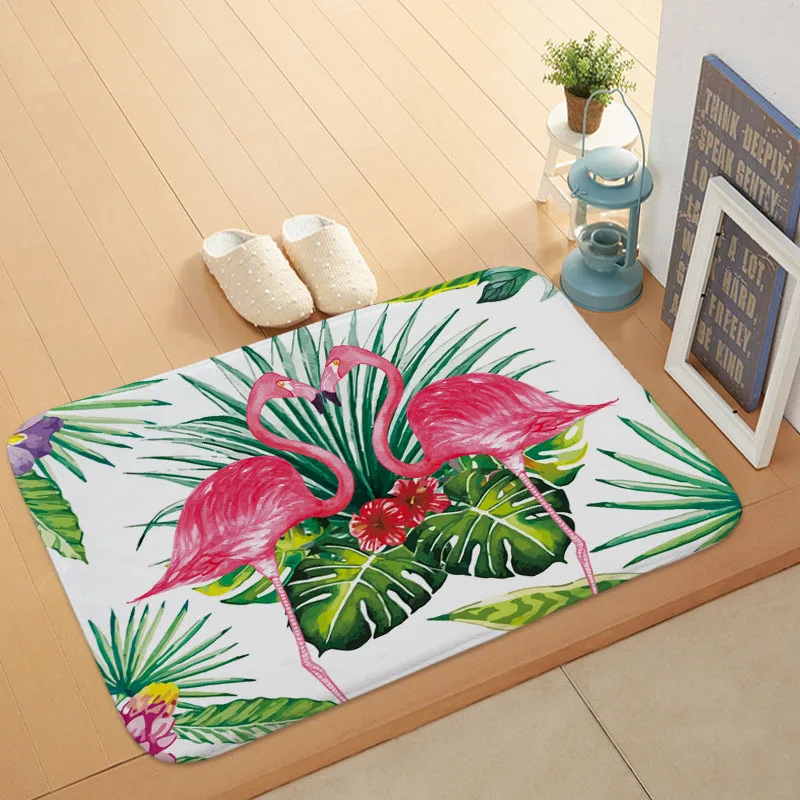 Tropical Leaves Fflowers Pineapple Shower Rug Warm Flannel Carpet Door Mat