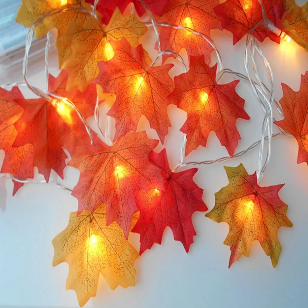 

Fall Garland Maple Leaf String Lights Shades of Orange and Yellow Leaves 10 LED Lights Perfect Christmas Gift Warm White