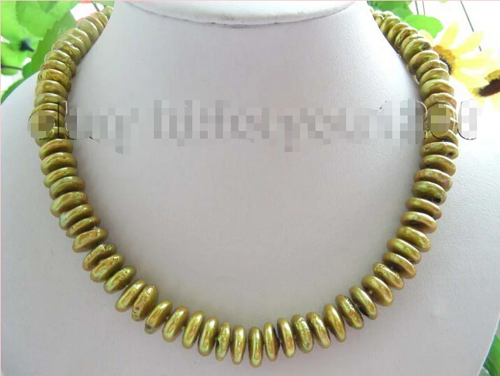 

Natural 13mm Coffee Coin Rondelle Pearl Necklace 14k! ^^^@^Noble style Natural Fine jewe FREE SHIPPING