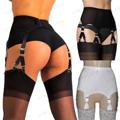 Summer New Women High Waist Suspender Garter Belt Sexy Sheen Front & Lace Lingerie Garters Plus Size Fahion Sexy