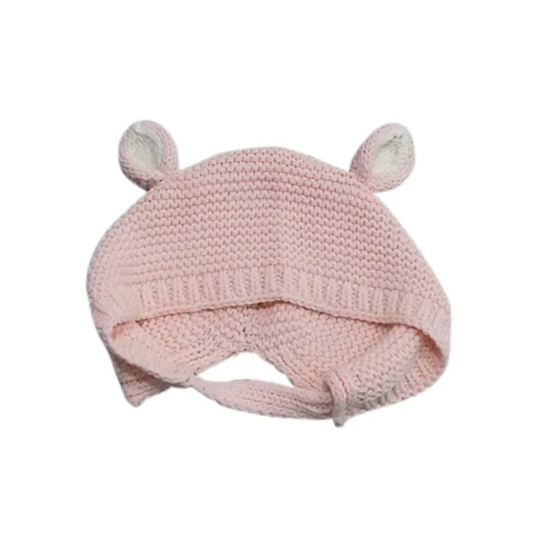 

Spring Newborn Baby Infant Hats Ear Protection Toddler Wool Ear Knitting Hats Lovely Warmer Caps Kids Hats New