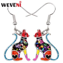 WEVENI сплава эмали элегантный котенок сережки кошки Винтаж милые животные ювелирные изделия для Для женщин девушки дамы подарок для любителей животных аксессуары