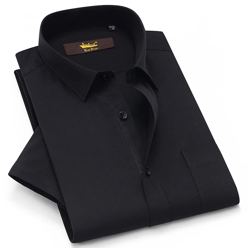 

Men's Classic Short Sleeve Solid Basic Dress Shirt Patch Chest Pocket Male Formal Business Regular-fit Summer Thin Plain Shirts