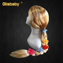 Fantasia meninas princesa rapunzel peruca festa de aniversário das crianças halloween disfarce criança pequena sereia ariel aurora neve cabelo branco
