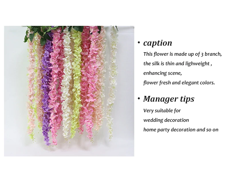 JAROWN Artificial Wisteria Wedding Decorations Flower Vines Silk Flowers For Wedding Home Party DIY Decor Accessories 1