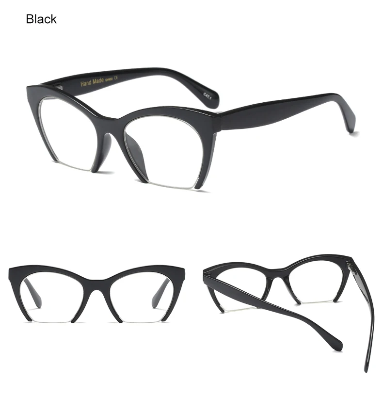 Ralferty, винтажные очки с полуоправой, оправа для очков в стиле кошачьи глаза для женщин, черные прозрачные оптические очки, очки gozluk F97651