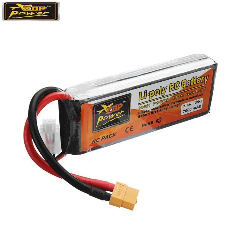 ZOP Power 7.4V 7000mAh 35C 2S Rechargeable Lipo Battery XT60 Plug for RC Car | Игрушки и хобби