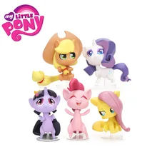 6.5-8cm My Little Pony Toys 5pcs/set Twilight Sparkle Rainbow Dash Pinkie Pie Rarity PVC Action Figure Set Q Version Model Toys