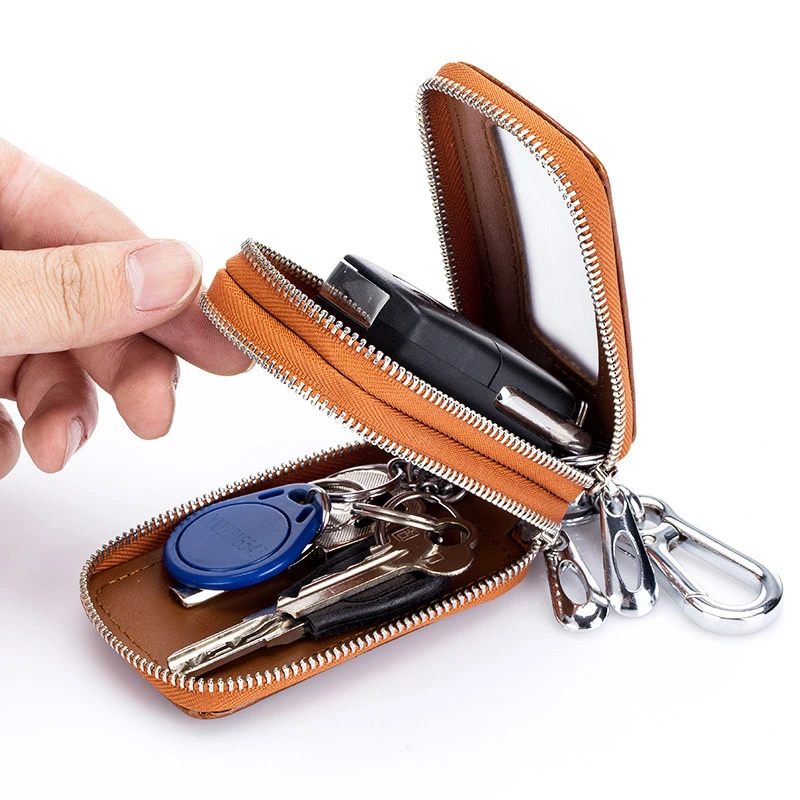 brown Universal Car Auto PU Leather Zipper Key Case Holder Storage Bag Cover Car Key Chain brown Universal Car Auto PU Leather Zipper Key Case Holder Storage Bag Cover Car Key Chain