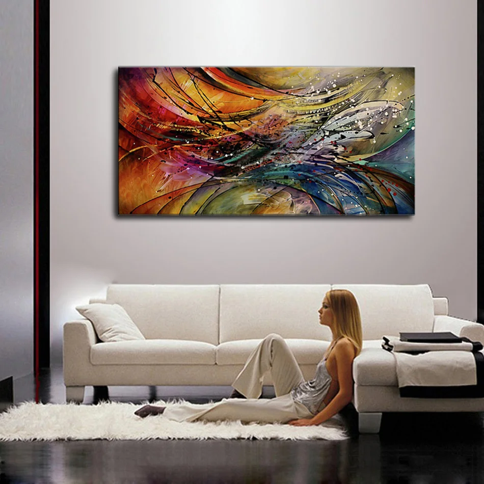 Hand Painted Modern Abstract Oil Painting Home Wall Art ...