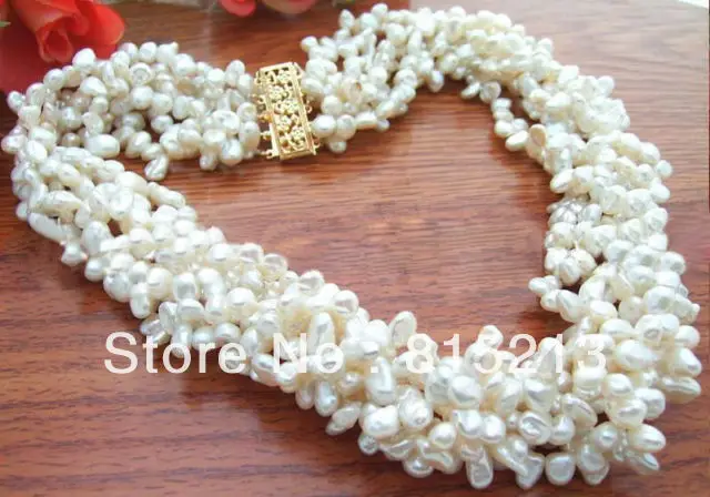 

FREE SHIPPING>>>@@ > N874 Wonderful! White Reborn Keshi Pearl Necklace