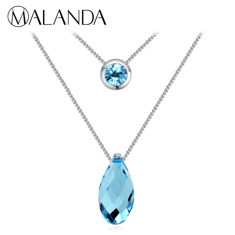 Malanda Новинка 2017 каплевидные Подвески Кристалл от Swarovski модные Ожерелья для Для