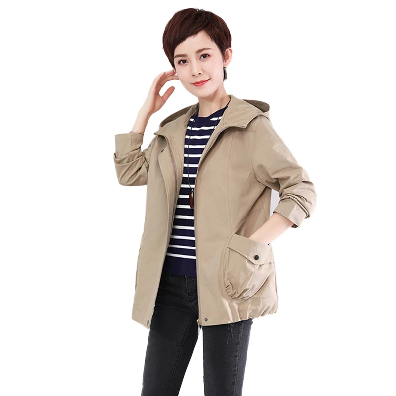 

Women's Hooded Jackets 2019 Spring Casual Windbreaker Women Basic Jackets Coats Zipper Lightweight Jackets Bomber Female NW1619