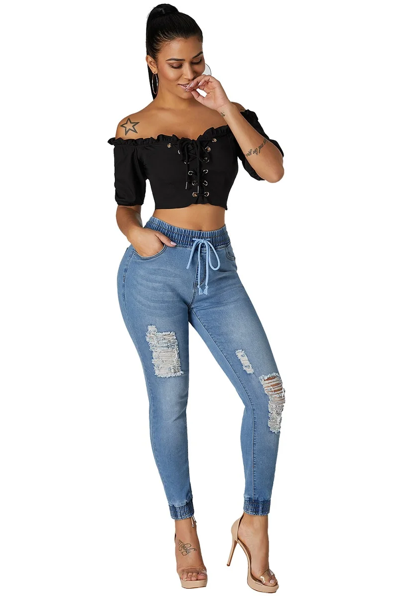 Light-Blue-Denim-Mode-Distressed-Jogger-Pants-LC786034-4-3