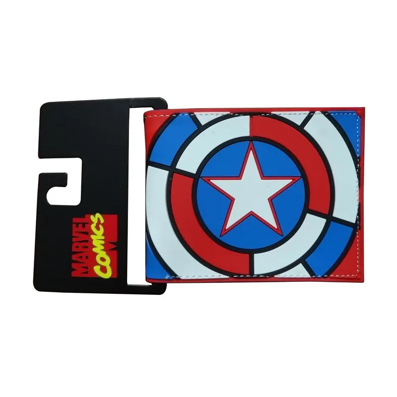 

Hot New PVC Short Wallet Cartoon Anime Captain America Purse Superman Spider-man Batman Card Money Holder Bags Gift Kids Wallets