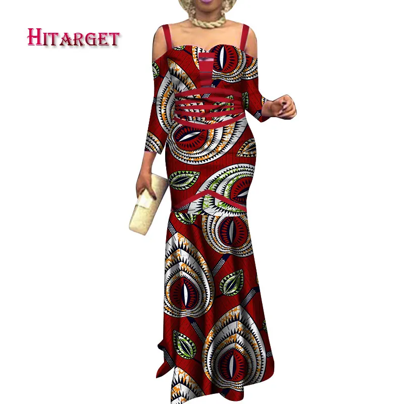 Hitarget африканские женские платья Дашики платье Африканский принт сексуальное без бретелек с подолом рыбий хвост платье африканские женские вечерние платья WY3750