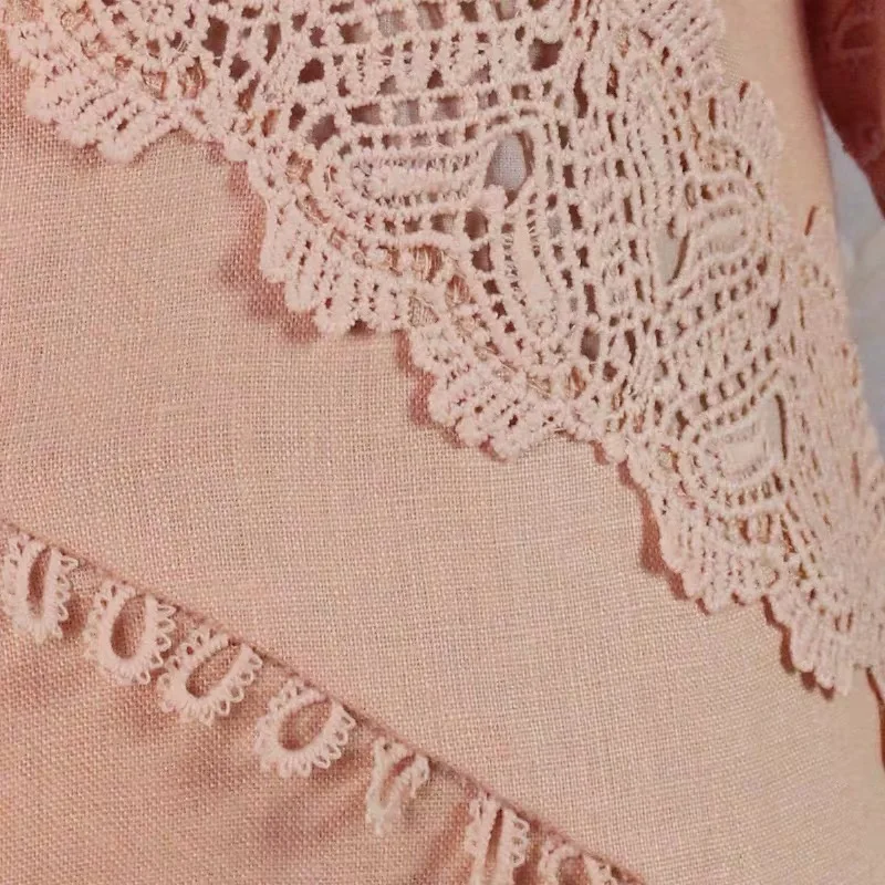 Pinkoz Lace Embroidery Patchwork Dresses New Arrival Puff sleeve A-line Dress Sexy V-neck High Waist Mini Dress vestidos