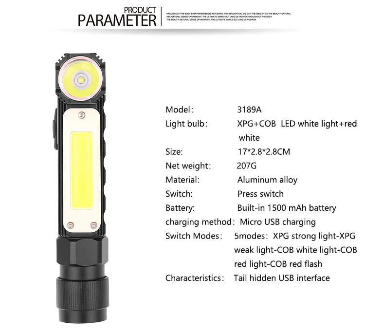 Многофункциональный светодиодный налобный фонарь XP-G3 COB Встроенный аккумулятор USB Перезаряжаемый Головной фонарь фонарик с магнитом для кемпинга гаражный инструмент