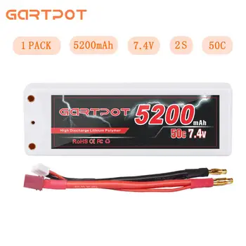

GARTPOT 7.4V Drone Battery 5200mAh 2S Lipo RC Car Battery 50C Battery charger with Deans T Plug for Truck Truggy Boat Airplane