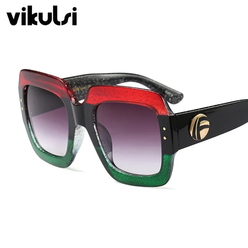 Итальянские Роскошные брендовые негабаритные Квадратные Солнцезащитные очки для женщин и мужчин, фирменный дизайн, ретро оправа, солнцезащитные очки для женщин, зеленые, красные солнцезащитные очки - Цвет линз: D240 red black green