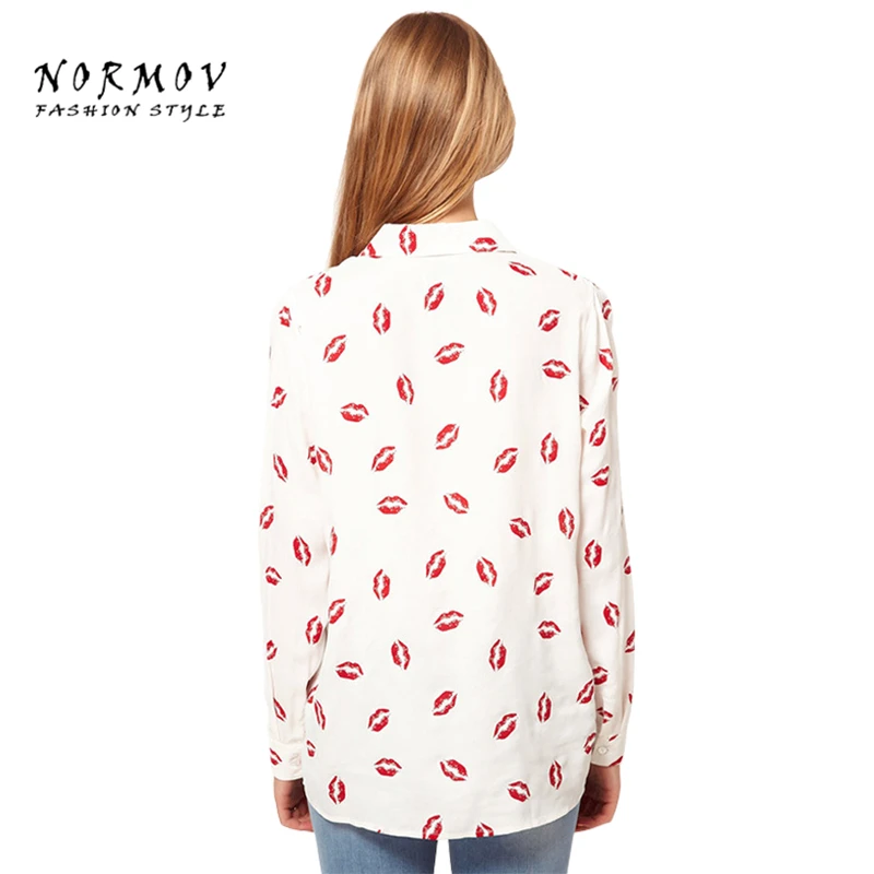 Normov S XL большой Размеры офис рубашка блузка Мода 2018 г. красный Средства ухода за