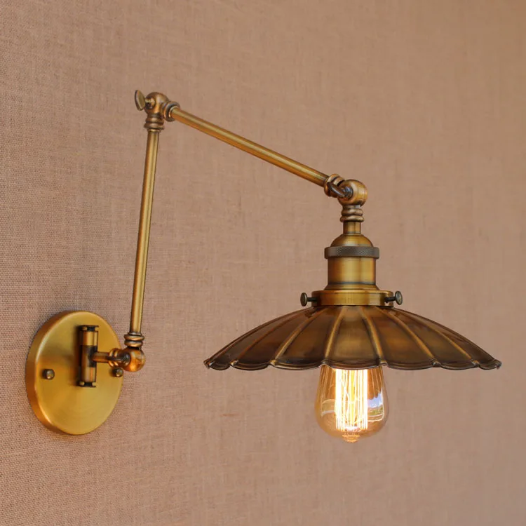 Online RH Rustikalen Messing Loft Stil Industrielle Wandleuchte Vintage Einstellbare Lange Schwinge Leuchten Wandleuchten Arandela Beleuchtung