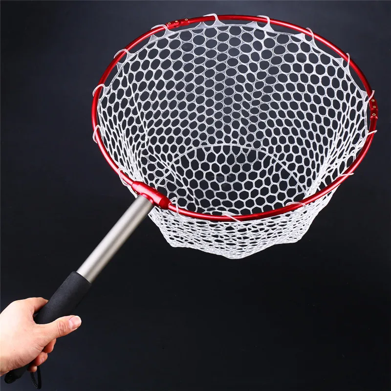 Portable Folding Fly Fishing Brail Landing Net Aluminium Alloy Frame Soft Rubber Scoop Net Fly Fishing Tools 40cmx27cmx65 (11)