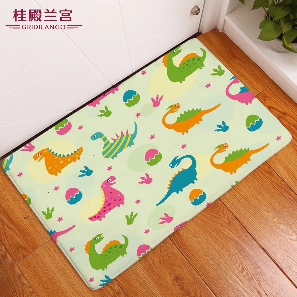 

Cartoon Dinosaur Blue Non-slip Bathroom Rug Green Plant Floormat Door Mats Carpet For Kids Boys Girls Gift Car Outdoor Dropship
