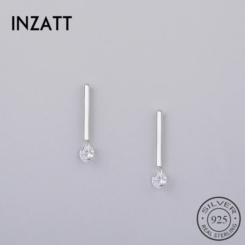 

INZATT Classic 925 Sterling Silver Crystal Stud Earrings Geometric Stick Bar For Women Birthday party Fashion Jewelry Pendientes