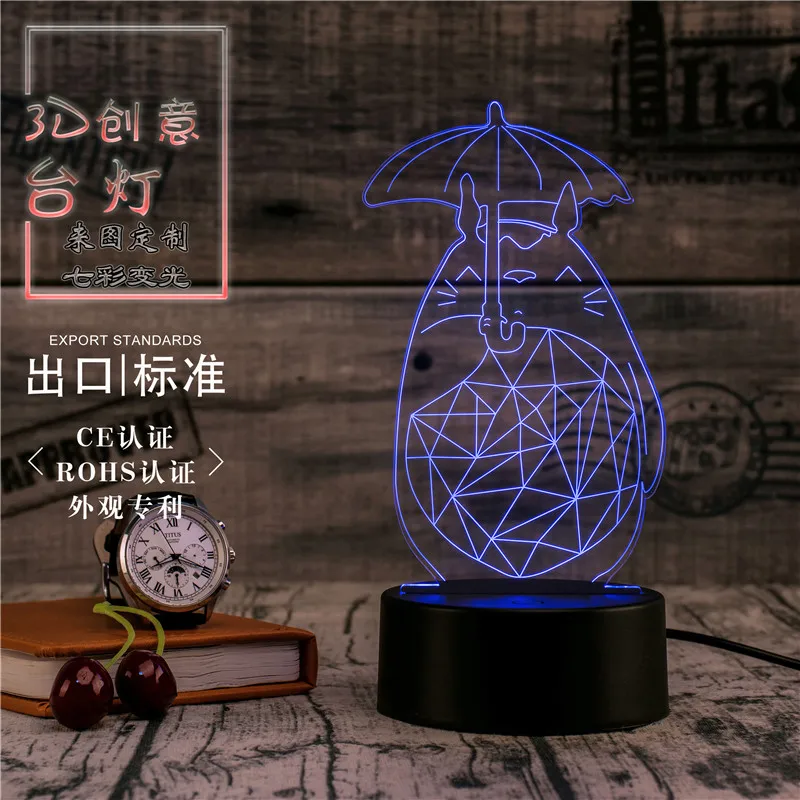 3D Led Novety освещение креативный Подарочный ночник настольная лампа прикроватная Тоторо свет Led домашний коридор, отель вечерние атмосферные