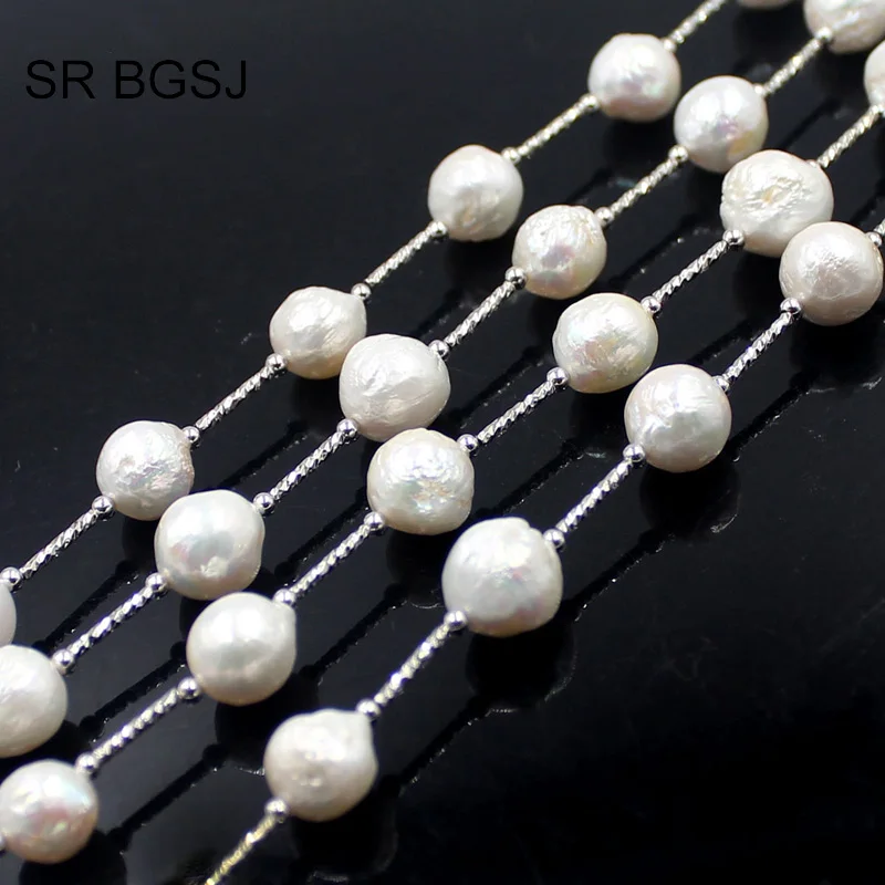Free Shipping White Edsion FW Pearl Beads Brass Drop Leaf Rope Sweater Necklace 9 10mm 36&quot| |