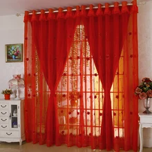 Double Layer Custom Made cortinas Red Curtains embroidery gauze Living Room Joyous Wedding Eco-Friendly Tulle Curtains Rideaux