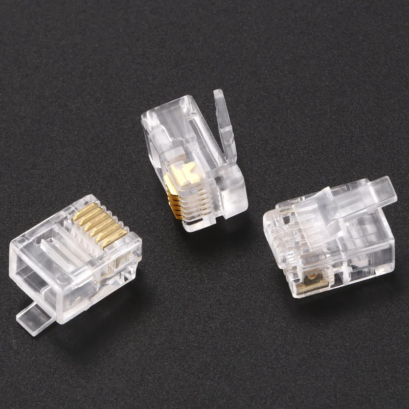 RJ11 6P6C модульная вилка телефонный адаптер разъем линия конец 50 шт|Соединители| |