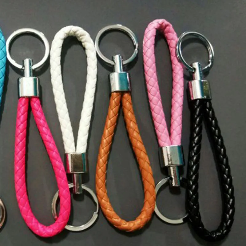 

2018 Leather Rope Keychains Hand-made Woven Detachable Key Chains for Peugeot 206 207 208 301 307 308 407 2008 3008 4008