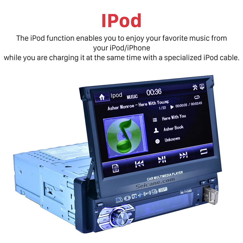 Perfect Seicane 1 Din 7 inch Touchscreen Universal Car Radio Audio Stereo Multimedia Player GPS Navigation HD Video 1080P 4