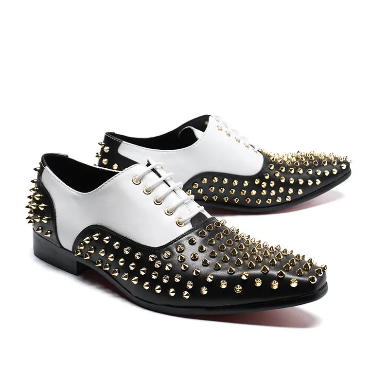 2019 Весна итальянская мода с заклепками Свадебные модельные туфли Для мужчин большой Размеры из натуральной кожи Офисные Вечерние обувь