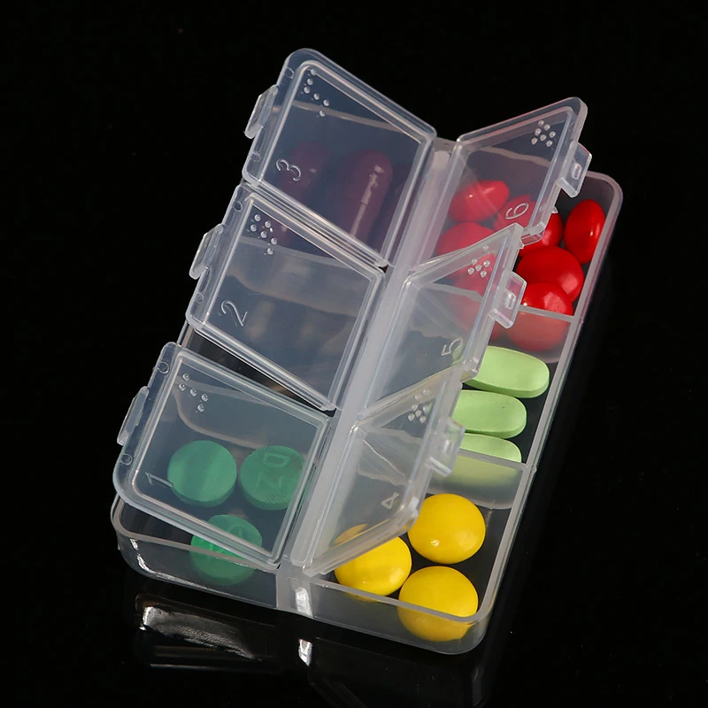 Travel Pill Cases For Blind Empty 6 Cells Drug tablet Container Braille Pills Medicine Dispenser Storage Case Boxes organizer | Дом и сад