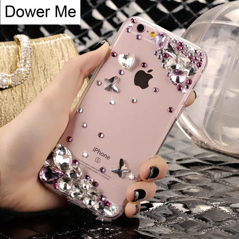 Dower Me Fashion Handmade DIY Bling Crystal Rhinestone Diamond Phone Case Cover For Iphone XS